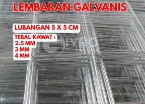 Kawat Ram Mesh Lembaran Galvanis Lubangan 5x5cm Tebal Kawat 25mm  3mm dan 4mm